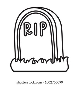 cemetery tomb with rip word line style icon vector illustration design