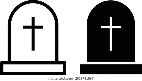Cemetery tombstone burial marker vector illustration
