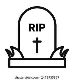 Cemetery Tombstone Icon Perfect for Memorial and Funeral Themes