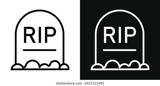 Cemetery Tombstone Icon Set Featuring RIP Headstone and Grave Markers