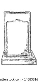 Cemetery tombstone made from stone hand drawing. Halloween props. Vector.