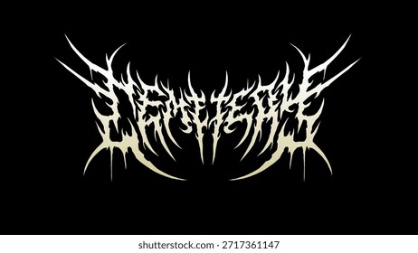 Cemetery typography vector in symmetrical shapes dark metal custom lettering style for dark streetwear, t-shirt print apparel, sticker, poster, band logo and more	