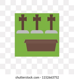Cemetery vector icon isolated on transparent background, Cemetery logo concept