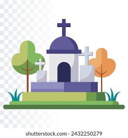 Cemetery vector illustration on transparent background