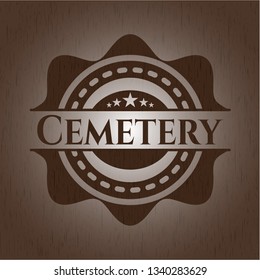 Cemetery wooden emblem. Retro