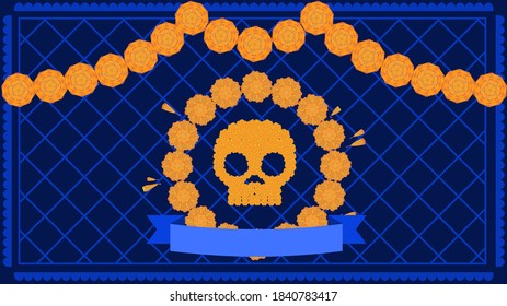 Cempasuchil, the Mexican Marigold. Background, day of the dead.