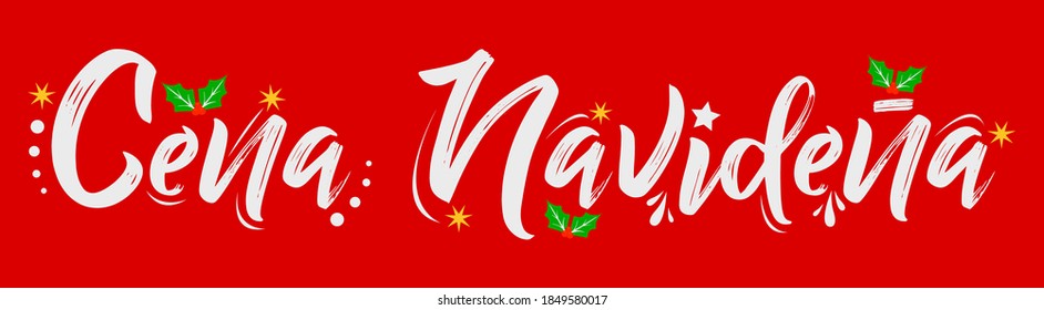Cena Navidena, Christmas Dinner spanish text, vector design.