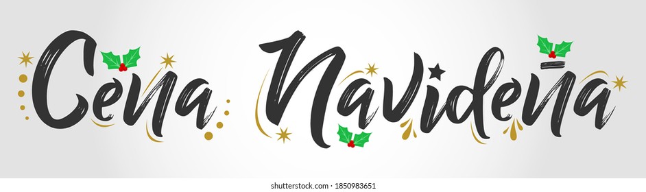 Cena Navidena, Christmas Dinner spanish text, vector design.