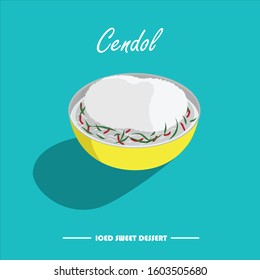 Cendol is an iced sweet dessert that contains droplets of green rice flour jelly, coconut milk and palm sugar syrup. It is commonly found in Southeast Asia and is popular in Malaysia and Indonesia.