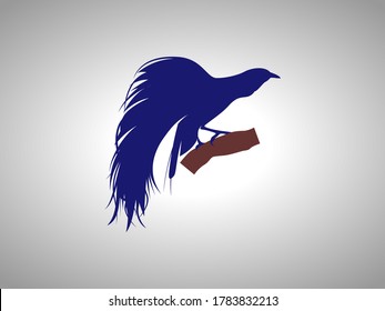 Cendrawasih Silhouette on White Background. Isolated Vector Animal Template for Logo Company, Icon, Symbol etc svg