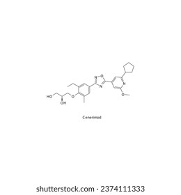 Estructura molecular esquelética plana de Cenerimod Fármaco modulador del receptor de fosina-1-fosfato utilizado en el tratamiento de esclerosis múltiple. Ilustración vectorial.