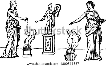 A censer, by means of which the Greeks and Romans burned the incense in greater profusion, and which was a small movable grate or foculus, represented in this woodcut, taken from an ancient painting,