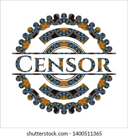 Censor arabic style emblem. Arabesque decoration.