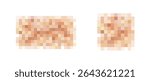 Censor blur effect texture isolated on white background. Blurry pixel color censorship elements. Vector nude skin tone pattern set