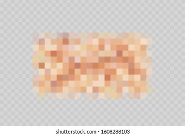 Censor blur effect texture isolated on transparent background. Blurry pixel color censorship element. Vector nude skin censor pattern. 
