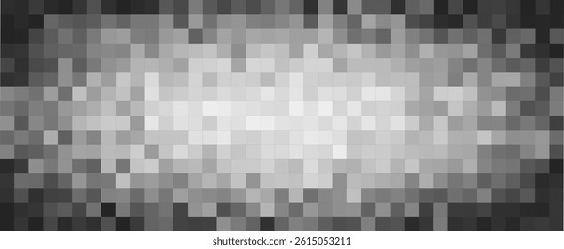 Censor blur, horizontal pixelated mosaic bar, large grayscale texture for censorship effect. Covers sensitive explicit content or private visuals. New content moderation. Vector illustration
