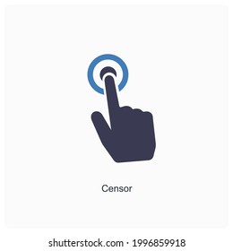 Concepto de icono de impresión de censor o dedo 