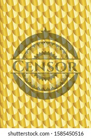 Censor gold shiny emblem. Scales pattern. Vector Illustration. Detailed.