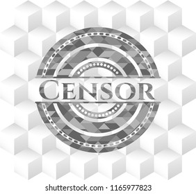 Censor grey emblem with cube white background