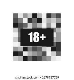 Censor icon with black 18+ on white background. Isolated vector illustration.