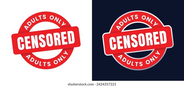 Censored 18 plus adults only red circle vector illustration flat style. for label, sign, banner, symbol, icon, sticker, tag, button, badge, stamp, background, etc.