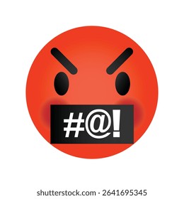 Censored angry face emoji with symbols over mouth