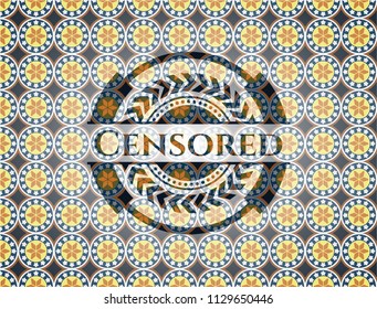 Censored arabesque style emblem. arabic decoration.