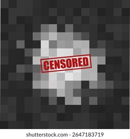 Censored Background Pattern Pixel Mosaic Blur Texture for Censor Content, Explicit Censorship, Adult Hiding, Anonymity Banner, NSFV. Grey Tone Bar with Bright Typography Label. Vector Illustration
