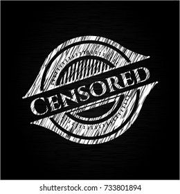 Censored chalk emblem written on a blackboard