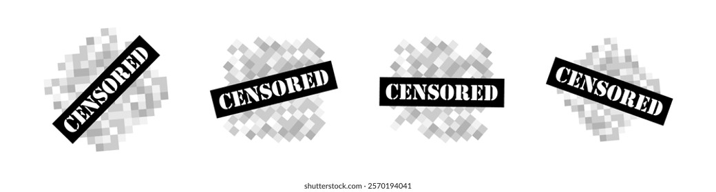 Censored Content Vector Pixelated Icons Set