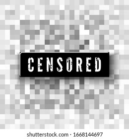 Zensurte Daten. Transparente Pixel unscharfer Bereich. Private Inhalte. Zensurmosaik. Vektorillustration 