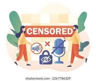 Censored info. Censorship concept. Sensitive content. Censure pixelation effect and blur. Modern flat cartoon style. Vector illustration on white background
