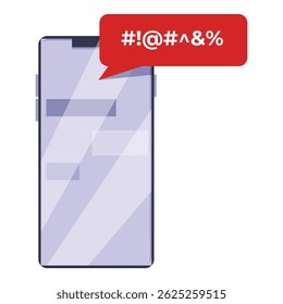 Mensagem censurada com símbolos está aparecendo em bolha de bate-papo na tela do smartphone