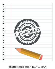 Censored pencil emblem. Vector Illustration. Detailed.