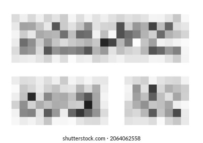Censored pixel bar. Set of blured grey censorship background. Vector illustration for photo, app or tv