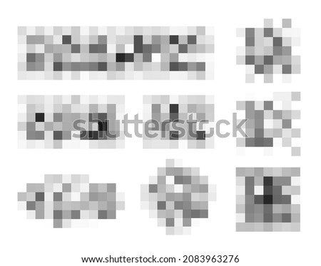 Censored pixel bar. Set of blured grey censorship background. Vector illustration for photo, app or tv