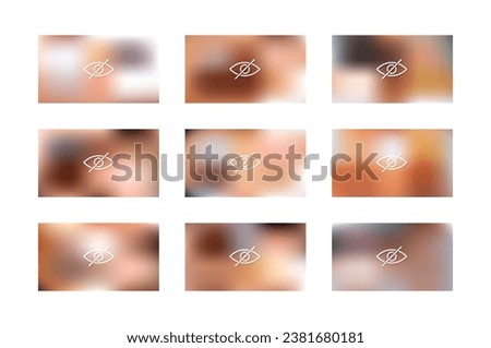 Censored pixel bar. Set of blurred censorship background. Nudity or adult content. Vector stock illustration