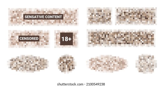Conjunto de barras de píxeles censuradas. Cubierta de contenido para adultos de piel o texto sensible. Ilustración vectorial de imagen censurada
