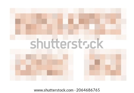 Censored pixel bar set. Nudity skin or sensitive text adult content cover. Censored picture vector illustration