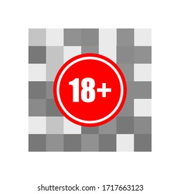 Censored pixel effect. Censor blur effect for sensitive content. Pixel censored sign for 18 plus content in black and white colors. Vector