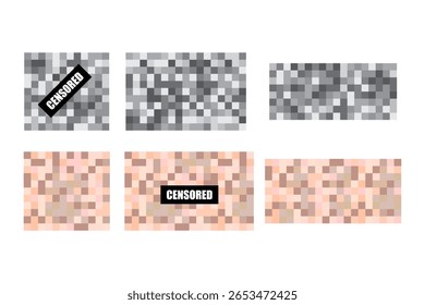 Zensurierte Pixel-Mosaike. Textur unscharfer Quadrate. Inhaltsfilter Vektor. Datenschutzbanner.