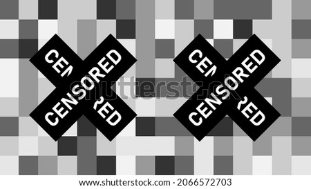 Censored pixel sign for prohibited content. Age restrictions. Grid pattern of gray squares.