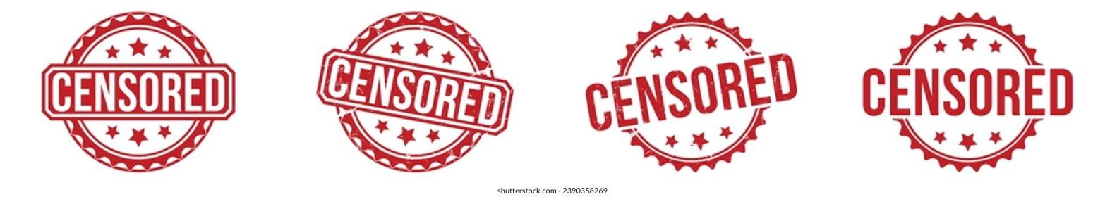 Ilustración vectorial del sello de caucho censurada sobre fondo blanco. Sello de caucho censurado
