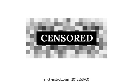 Censored Sign From Pixel Blur. Square Grey Background In Mosaic Design. Abstract Vector Illustration, Blurry Effect For Protection Face On Photo And Video. Digital Censorship For Content