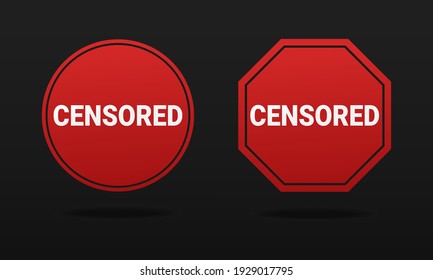 Censored Sign. Sensitive Content Warning. Isolated On Dark Background. Illustration Vector 