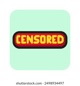 Icono de línea de sello censurado. Restricción, prohibición, prohibición. Concepto de censura. La Ilustración vectorial se puede utilizar para temas como los medios de comunicación, la ley, la información