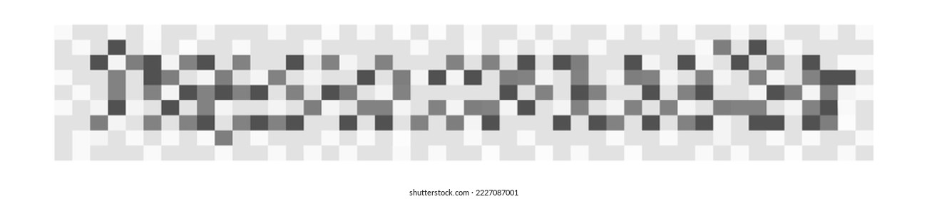 Censorship blur effect horizontal checkered texture. Gray pixel mosaic pattern hiding text, image or another prohibited or privacy content. Vector graphic illustration