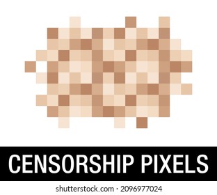 Censorship blur effect, isolated on a white background. Censor blurry pixels, vector element.