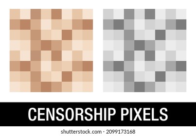 Censorship blur effect, isolated on a white background. Censor blurry pixels, vector element.