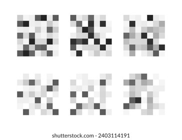 Censorship elements of various types. Set of Pixel censored signs. Black censor bar concept. Censorship rectangle.